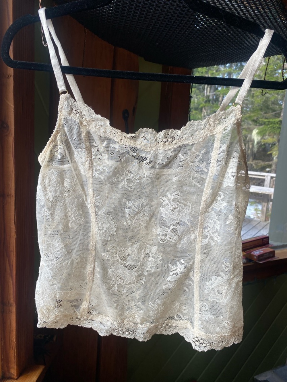 Lace Floral Chemise Camisole in Cream